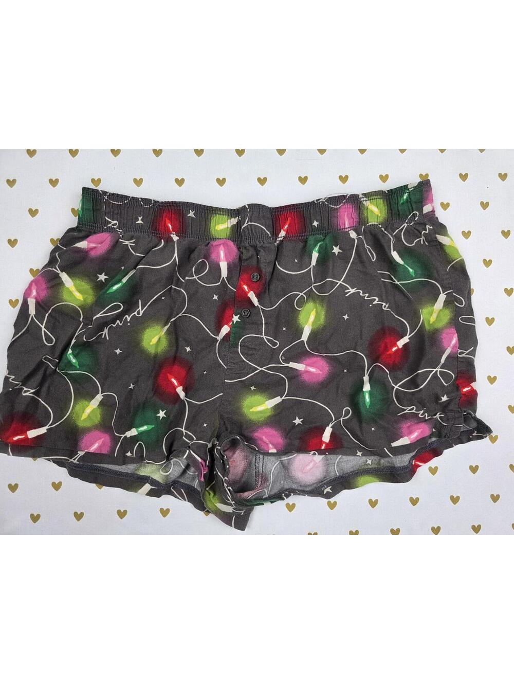 Victorias Secret PINK Christmas Lights XS Sleep Shorts Boxers Pajama Bottoms